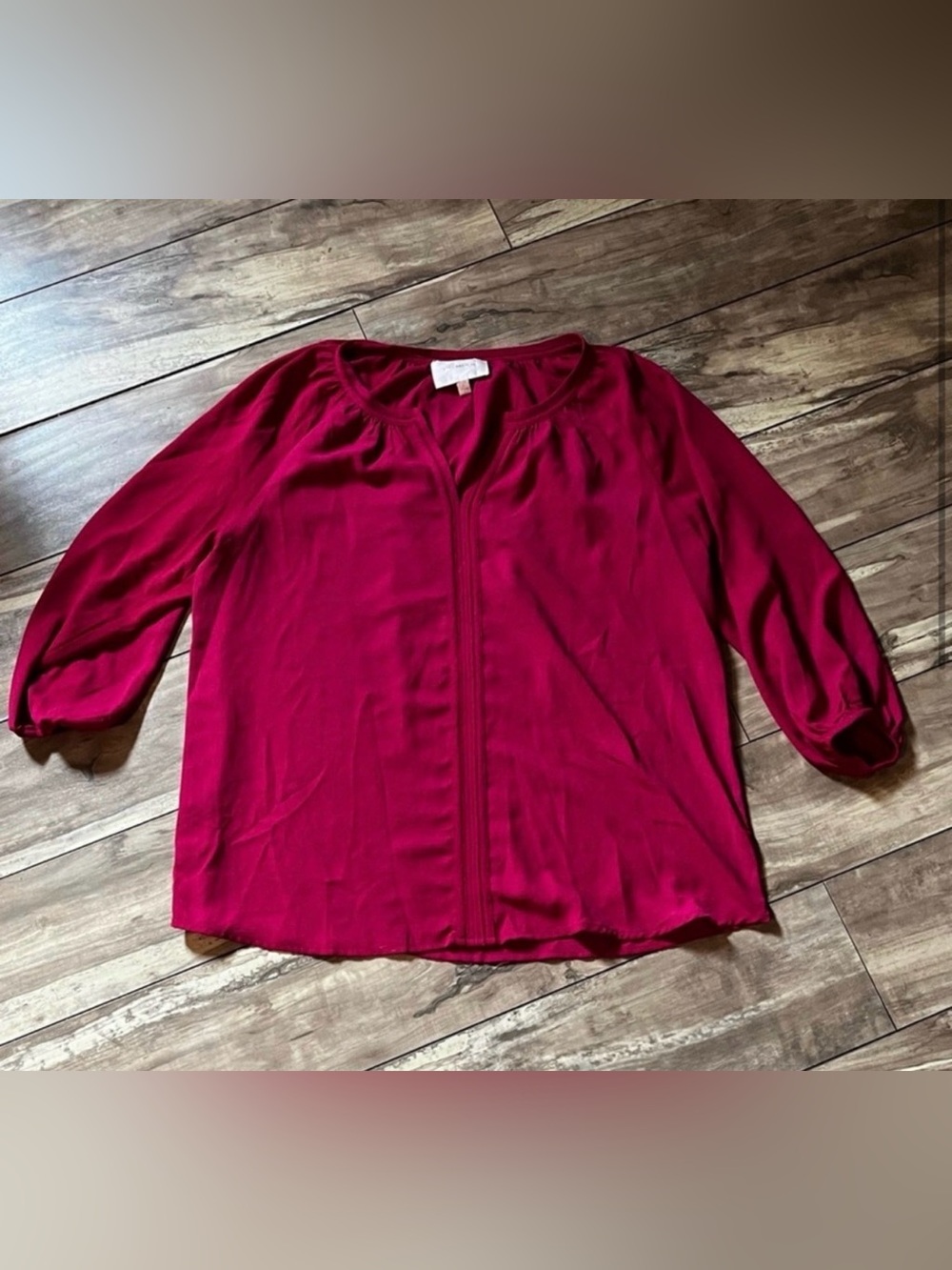 Skies Are Blue Pink Half Sleeve V-Neck Pintuck Blouse Size Small